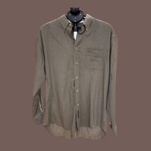 Vintage Banana Republic Men's Brown Micro-Grid Button-Up Shirt Size L